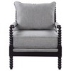 Linen-Like Fabric and Rubberwood Accent Chair with Removable Back, Beaded Frame and Slender Design - 3 of 4