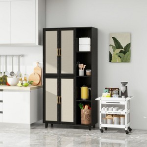 Arina 4-Door Cabinet with 4 Shelves and 4 Adjustable Inner Shelves, Kitchen and Dining Cabinet - The Pop Home - 1 of 4