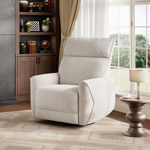Coucheta Power Recliner Chair with Swivel & Glide Motion, Faux Leather Nursery Chair w/ Charging Port & Padded Backrest - for Living Room & Bedroom - 1 of 4