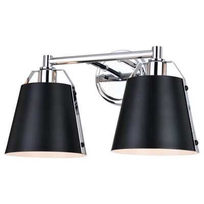Vaxcel Barrington 2 - Light Vanity in  Matte Black/Chrome