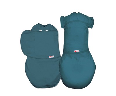 Image of embe Starter Wrap (0-3mo) & Transitional Swaddle Sack (3-6mo), Convertible, Spruce Blue, 2-Pack