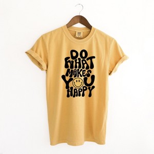 Simply Sage Market Women's Do What Makes You Happy Short Sleeve Garment Dyed Tee - 1 of 2