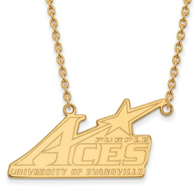 Black Bow Jewelry 10k Yellow Gold Evansville Purple Aces NCAA Necklace 18 Inch