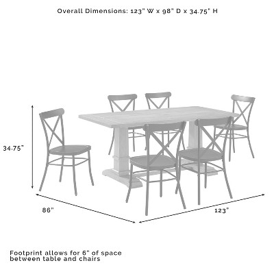 Matte Black and Rustic Brown 7-Piece Dining Set with Trestle Table