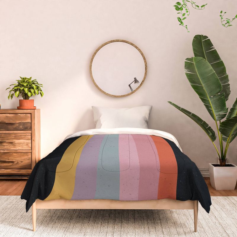 Deny Designs Emanuela Carratoni Retro Rainbow Comforter Bedding Set Black, 4 of 6