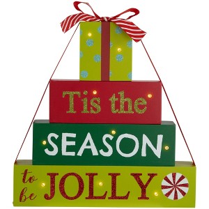 Northlight Lighted "Tis The Season To Be Jolly" Christmas Decoration - 11.75" - 1 of 4