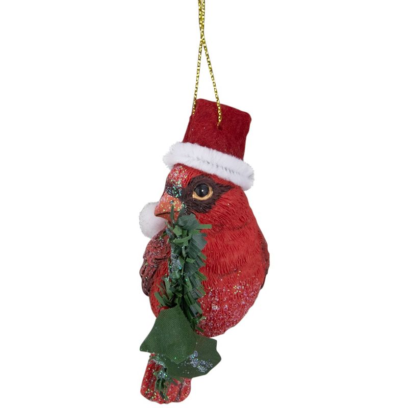 Northlight 3.5" Red Cardinal Bird Wearing Santa Hat Christmas Ornament, 3 of 5