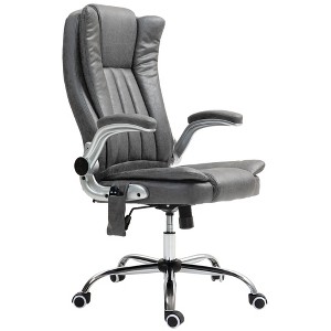 Vibration Massage Office Chair, High Back Heated Computer Chair with Flip-up Armrest & Swivel Wheels - 1 of 4