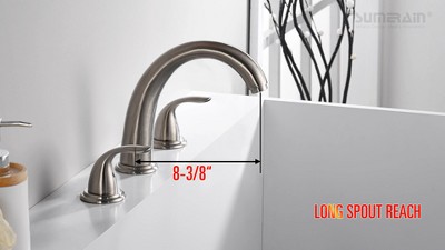 Matte Black Dual Handle Roman Tub Faucet with 8-3/8" Spout Reach