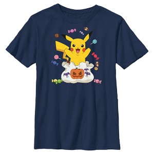 Boy's Pokemon Halloween Pikachu Bag of Candy T-Shirt - 1 of 4