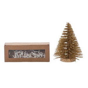 Transpac Mini Gold Bottle Brush Trees Set of 4 Decorative Objects Tree Sculptures for Christmas Indoor Use Tabletop Decoration Gift Giving and Hostess - 1 of 1