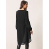 Seta T Women's Lantern Long Sleeve Round Neck High Low Irregular Hem Casual Blouse - 4 of 4