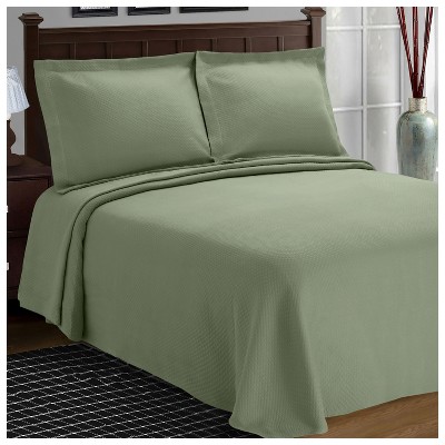 Sage Green Cotton King Bedspread and Pillow Sham Set