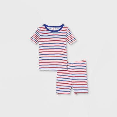 Toddler Americana Striped Matching Family Pajama Set - White 2T