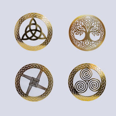 Slickblue Celtic 12" Metal Wall Decor Set – Irish Symbols, 2 Different Collection & Finish, Gift for Home or Celebration