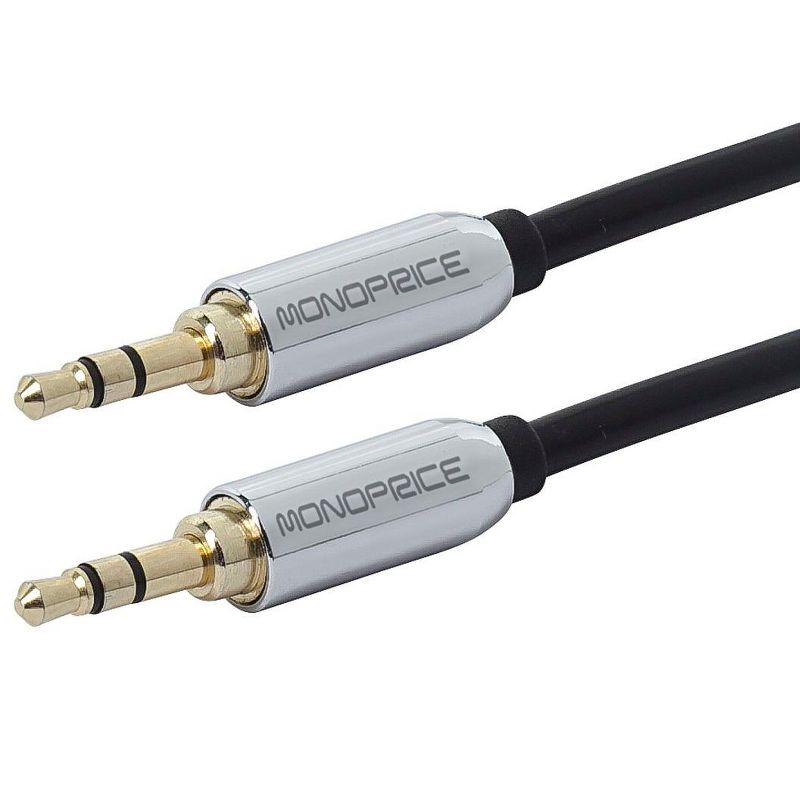 Monoprice Audio Cable - 3 Feet - Black | 3.5mm Stereo Male to 3.5mm Stereo Male Gold Plated Cable for Mobile, 1 of 3