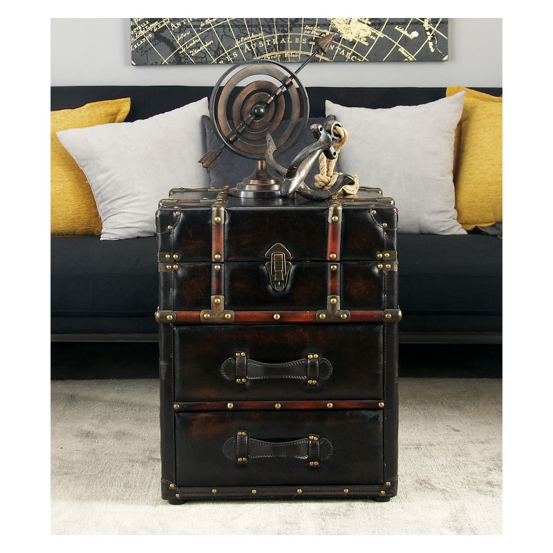 Wood and Faux Leather Trunk End Table Espresso Brown - Olivia & May, 3 of 6
