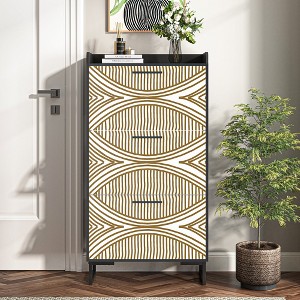 Resenkos Yardi Yard Wood Shoe Storage Cabinet, Narrow Closet Shoe Organizer Rack for Entryway, Black - 1 of 4
