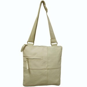 AmeriLeather Slim Crossbody Messenger Bag – Top-Grain Cowhide, Dual Zipper Pockets, Adjustable Strap, 11.75" x 13.5" Compact Satchel - 1 of 3