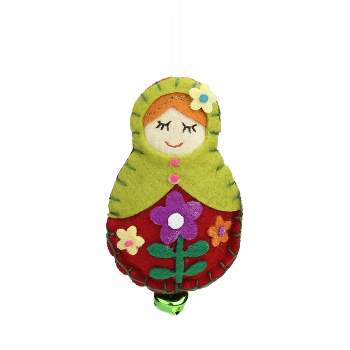 Ganz 4" Plush Felt Doll with Jingle Bell Christmas Ornament - Red/Green