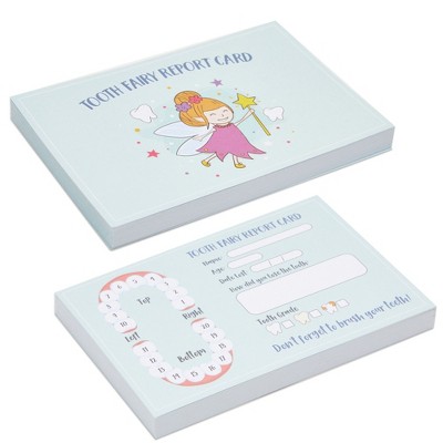 Bright Creations 40 Pack Tooth Fairy Cards for Kids, 4x6 In Tooth Fairy Notes with Name, Age, Date, and Tooth Grade Fields (Light Blue)