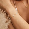 Gold Bracelets for Women Trendy, 14K Real Gold Plated Dainty Stackable Pearl Snake Chain CZ Heart Pendant Bracelets Adjustable 6"+2" - 4 of 4