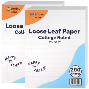 Loose Leaf Paper, Wide Ruled, – 8" x 10.5" White Filler Paper, 3-Hole Punched for 3-Ring Binders, Bulk Notebook Paper for School & Office - 1 of 4