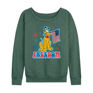 Women's - Disney - Pluto Freedom Lightweight French Terry Wide Neck Long Sleeve Shirt - 1 of 4