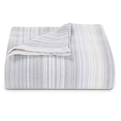 Full/Queen Sandy Shore Striped Bed Blanket Beige Accent - Tommy Bahama