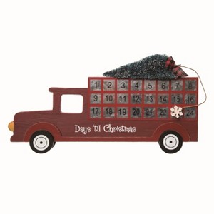Transpac Wood 14 in. Multicolor Christmas Countdown Truck Decor - 1 of 2
