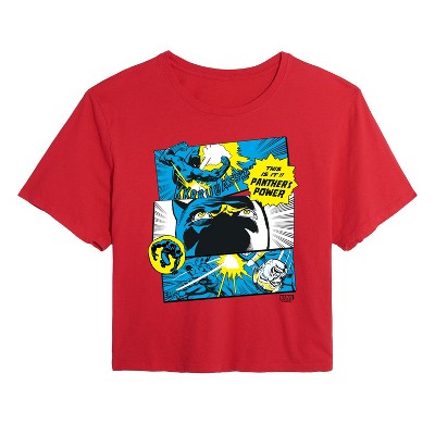 Women's - Marvel - Black Panther Comic Panels Cropped Graphic T-Shirt