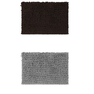 Unique Bargains Plain Chenille Non-Slip Washable Soft Home Decor Bathroom Mats 2 Pcs - 1 of 4