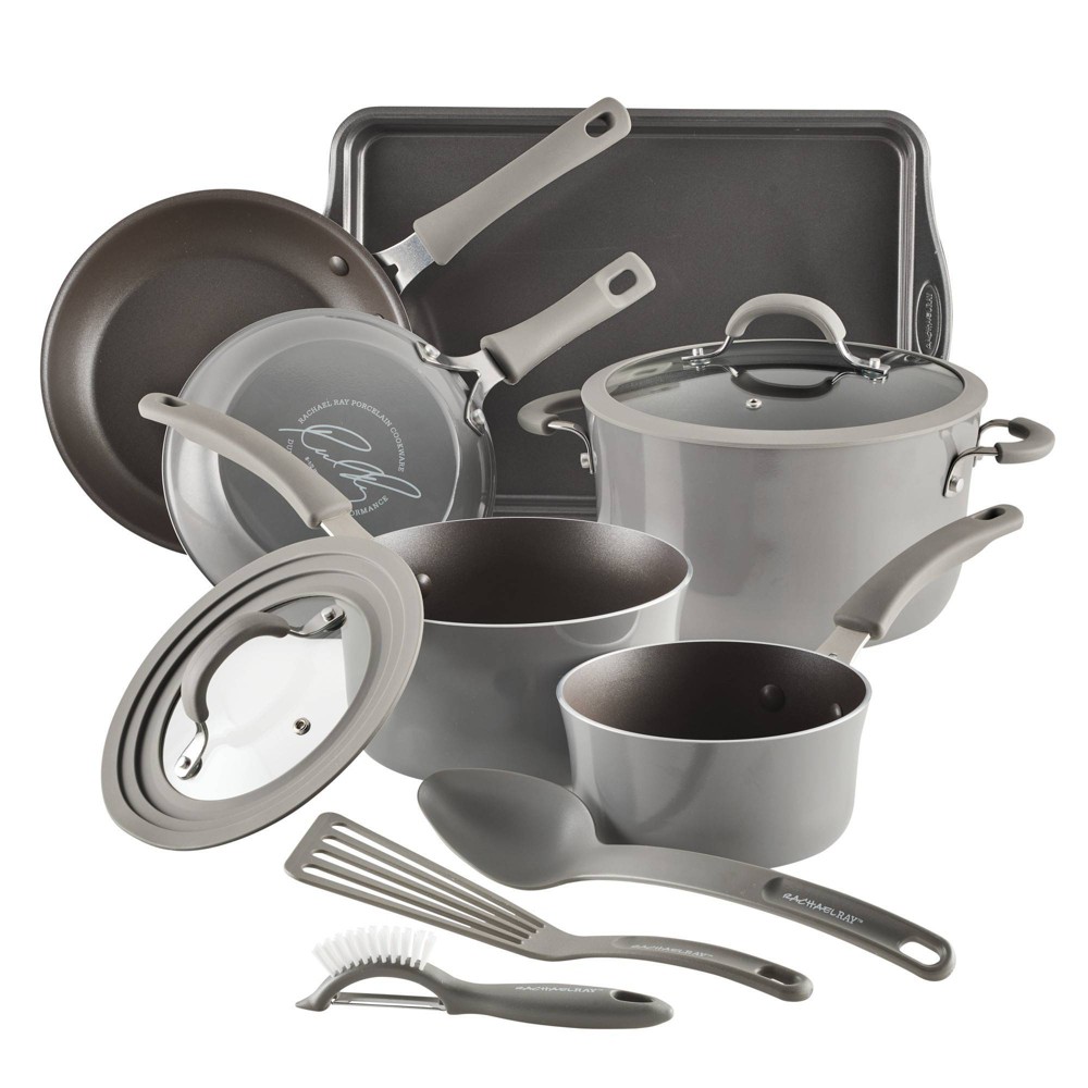 Rachel Ray Cook and Create 11pc Aluminum Non-Stick Cookware Set Gray