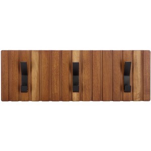 Fraizer 3 Hook Wall Mounted Coat Rack - STG5000A - Natural Acacia/Black - Safavieh - 1 of 4