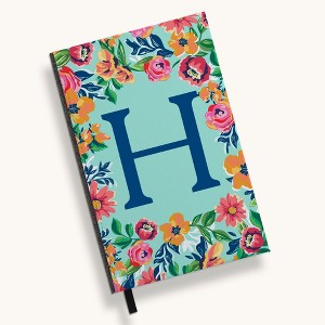 Personalization Mall Flowery Initial Journal, Blue Aqua - 1 of 4