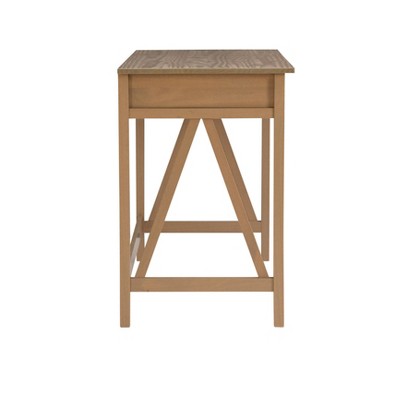 Rustic Driftwood Gray Wood Writing Desk with Drawer