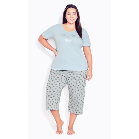 Women's Beautifully Soft Short Sleeve Notch Collar Top And Pants Pajama Set  - Stars Above™ Navy Blue 4x : Target