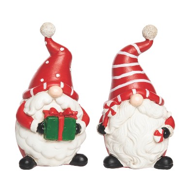 Transpac Christmas Resin Happy Holidays Gnome Figurine Set of 2 Christmas Home Decorations