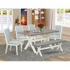 HomeStock 6-Piece Natural Oak Finish Solid Wood Top dining Table with 1-Bench and 4-Chairs - 2 of 4