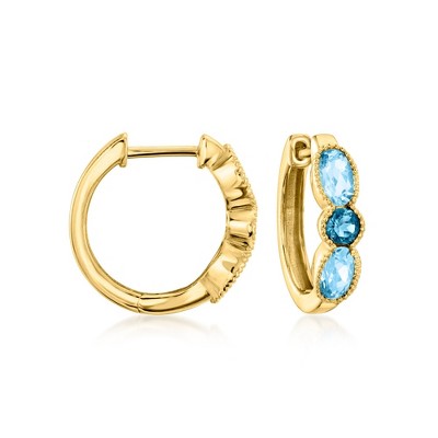 Ross-Simons 1.10 ct. t.w. Swiss and London Blue Topaz Huggie Hoop Earrings in 18kt Gold Over Sterling