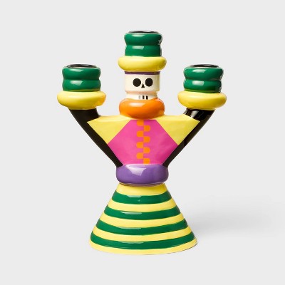 Día de Muertos 8.25"x6.375" Ceramic Pillar Candle Holder