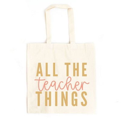 City Creek Prints All The Teacher Things Canvas Tote Bag - 15x16 - Natural