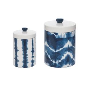 Transpac Dolomite 9 in. Multicolor Everyday Shibori Canisters Set of 2 - 1 of 2