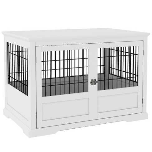 PawHut Dog Crate Furniture, 43" Dog Kennel End Table with 3 Doors, Removable Tray, for Extra Large Medium Small Dogs, Indoor Use, White - image 1 of 4