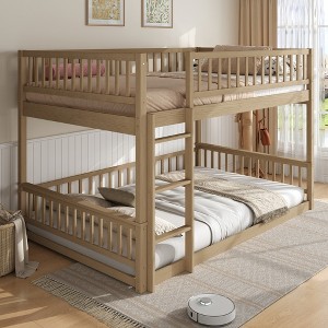 Whisen Wood Detachable Bunk Bed with Ladder and Guardrails - 1 of 4