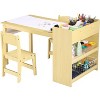 Toddler Craft Play Wood Activity Desk Kids Art Table with Large Storage Shelves for Writing Drawing,Nursery, Children's Wooden Furniture - 2 of 4