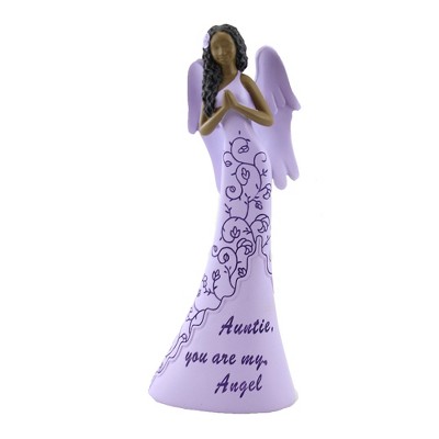 Black Art 8.75" Auntie, You Are My Angel Family Love Flowers  -  Decorative Figurines