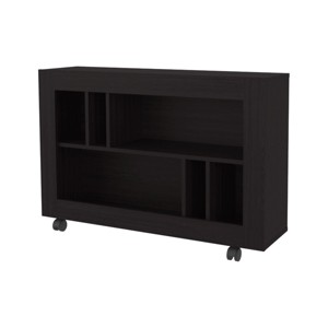 GlasFlength Decorative Storage Cabinets Modern Wengue Finish Open Shelf Console Table Simple for Living Room Entryway, Black, 37.4"*9.4"*25.4" - 1 of 4