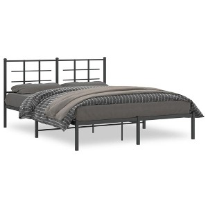 vidaXL Black Steel Double Bed Frame - Modern Bedroom Furniture with Headboard, Metal Slats, Under Bed Storage, 81.5"x61.4"x35.4" - 1 of 4