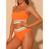 Elerevyo Women's High Waisted Ribbed Adjustable Spaghetti Straps Push Up Swimsuit Bathing Suits 2 Pcs - 2 of 4
